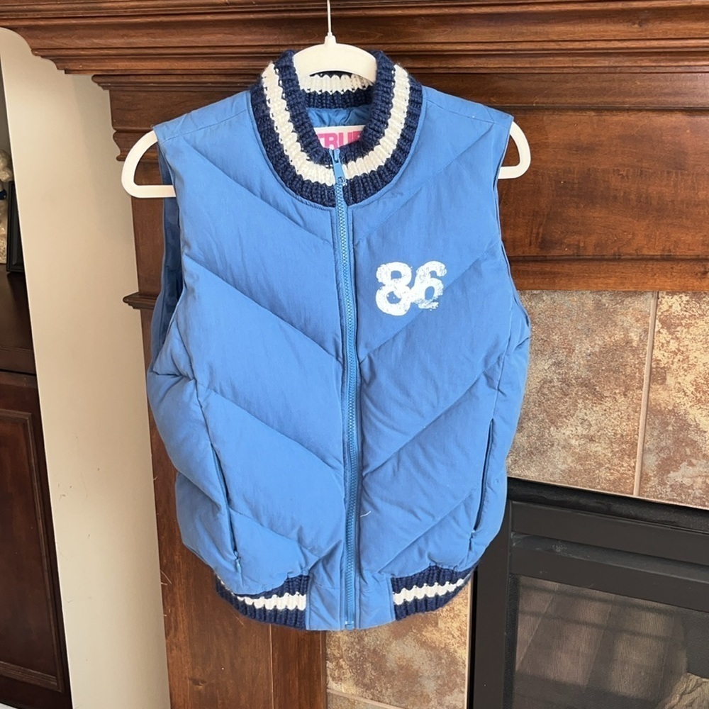 PINK Victorias Secret semi vintage down filled blue puffer vest 90s Y2K size M/L